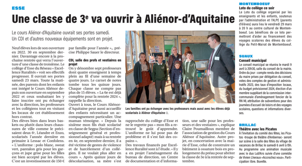 Article journées portes ouvertes La Charente Libre
